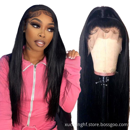 HF China Natural Color Long Swiss Lace Straight Hair Wig For Black Women Full Lace Front Wigs Raw Indian Wig